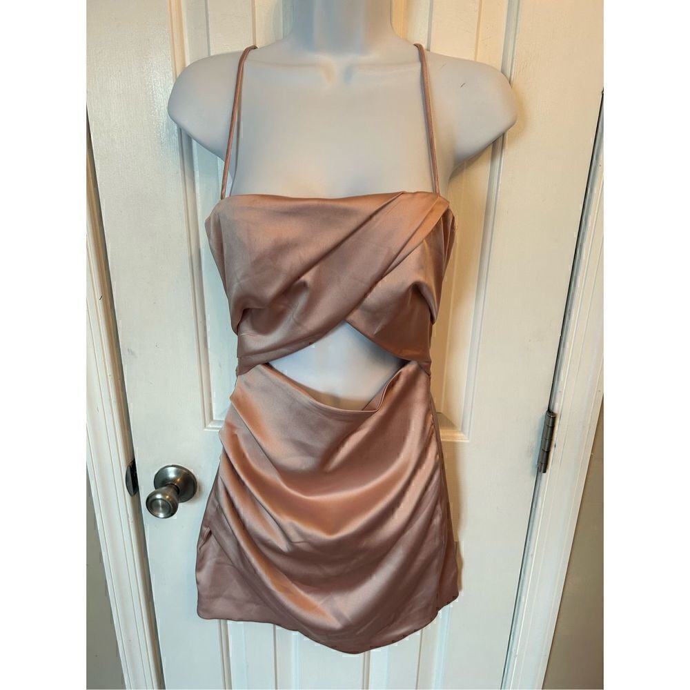 Zara pink cut out dress silk like material size large